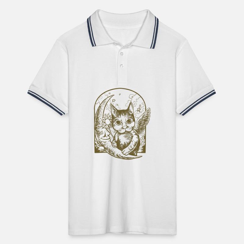 Chat céleste et lune ailée Polo tipped Homme