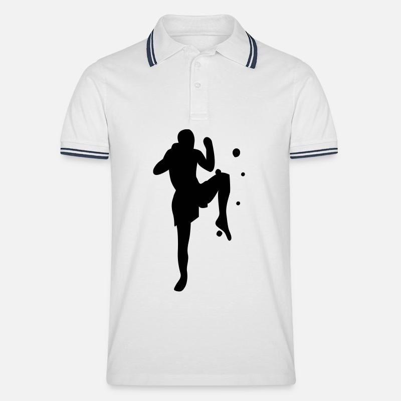 Kickboxen - Männer Tipped Poloshirt - Weiß/Navy