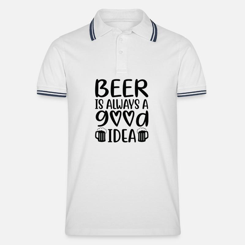 Beer Is Always Good Idea Spruch - Männer Tipped Poloshirt - Weiß/Navy