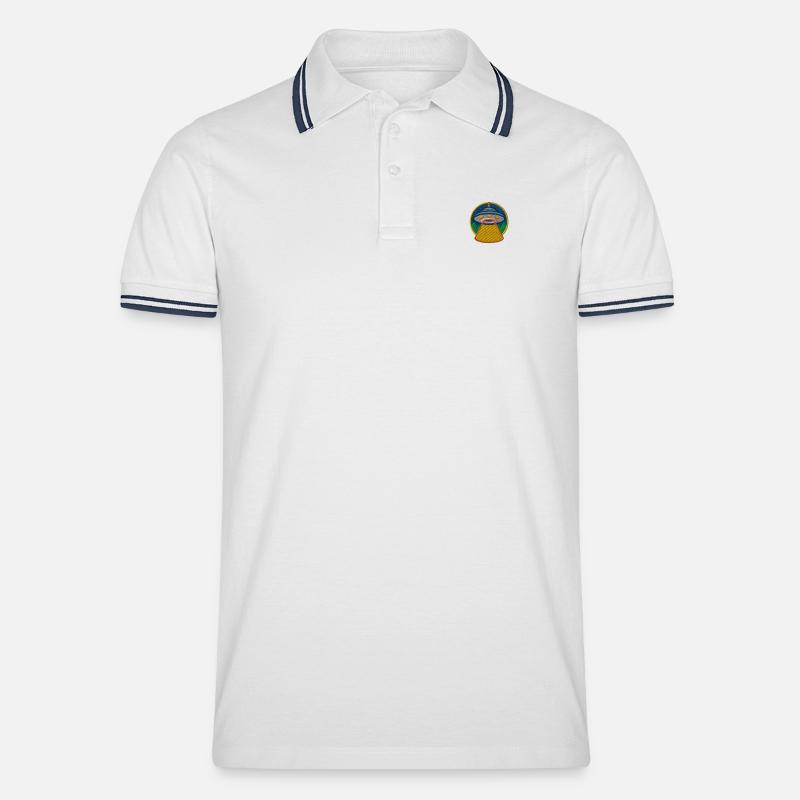 Ufo - Männer Tipped Poloshirt - Weiß/Navy