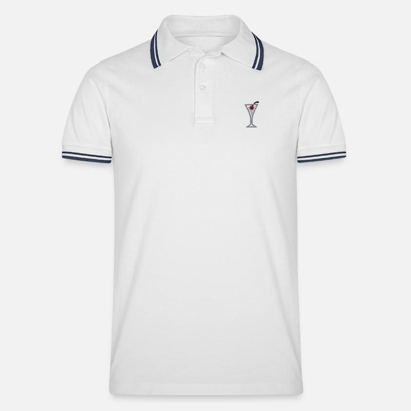 Cherry Martini bestickt - Männer Tipped Poloshirt - Weiß/Navy