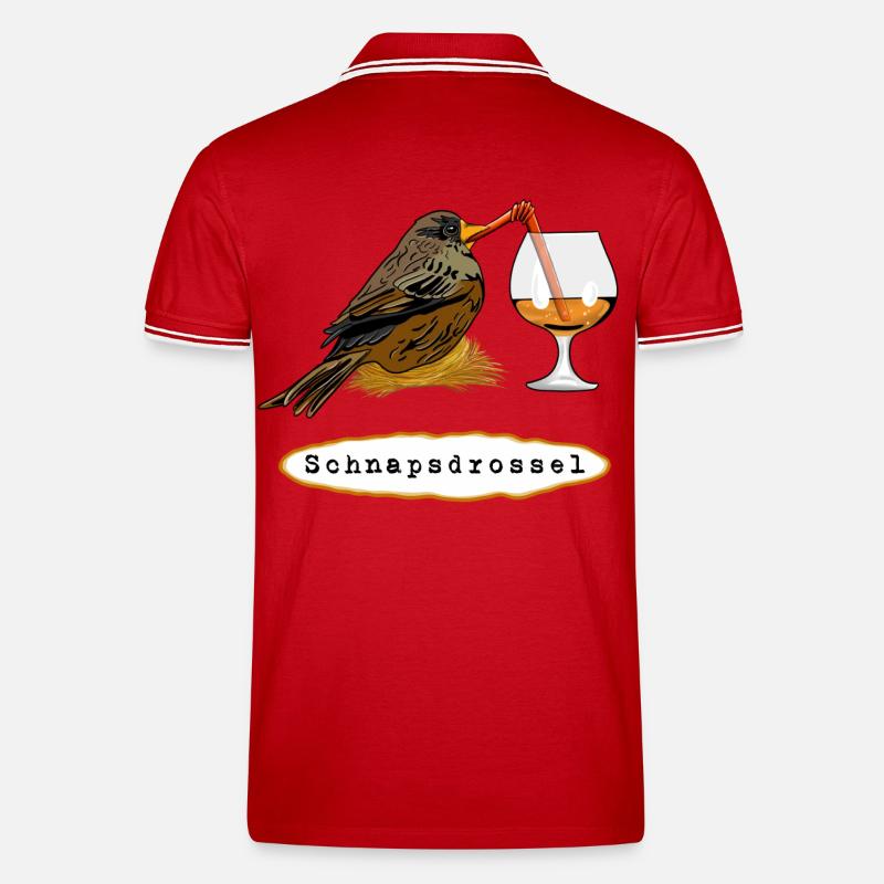 Stößchen! Schnapsdrossel - Männer Tipped Poloshirt - Rot/Weiß