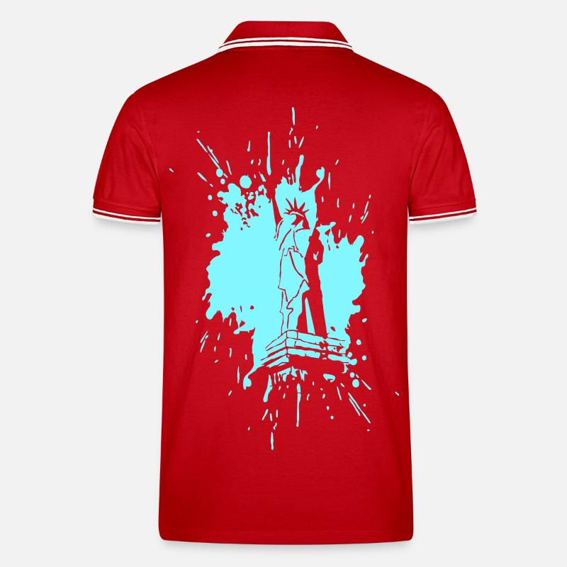 Freiheitsstatue in a Splash > Vectorgraphic - Männer Tipped Poloshirt - Rot/Weiß