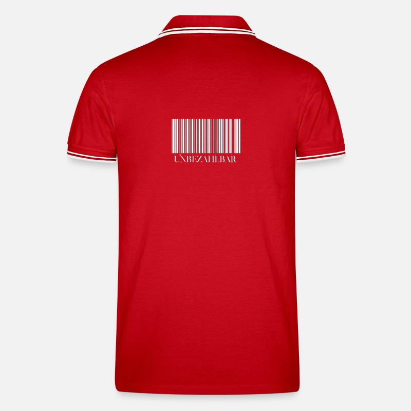 Abstrakter Barcode Design auf Kleidung - Männer Tipped Poloshirt - Rot/Weiß
