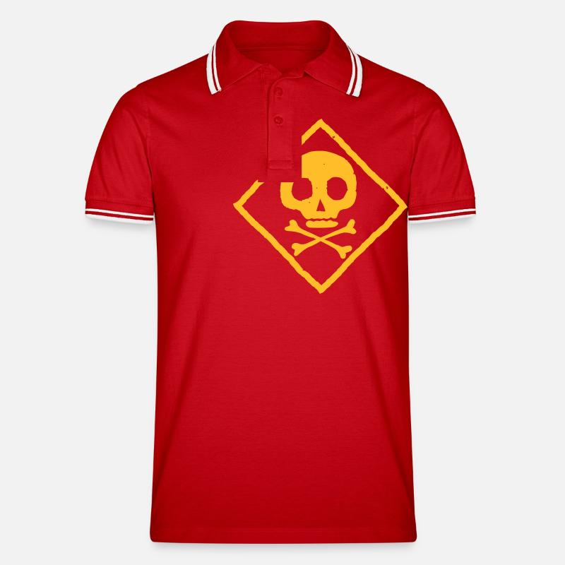 Schädel und Knochen - Männer Tipped Poloshirt - Rot/Weiß