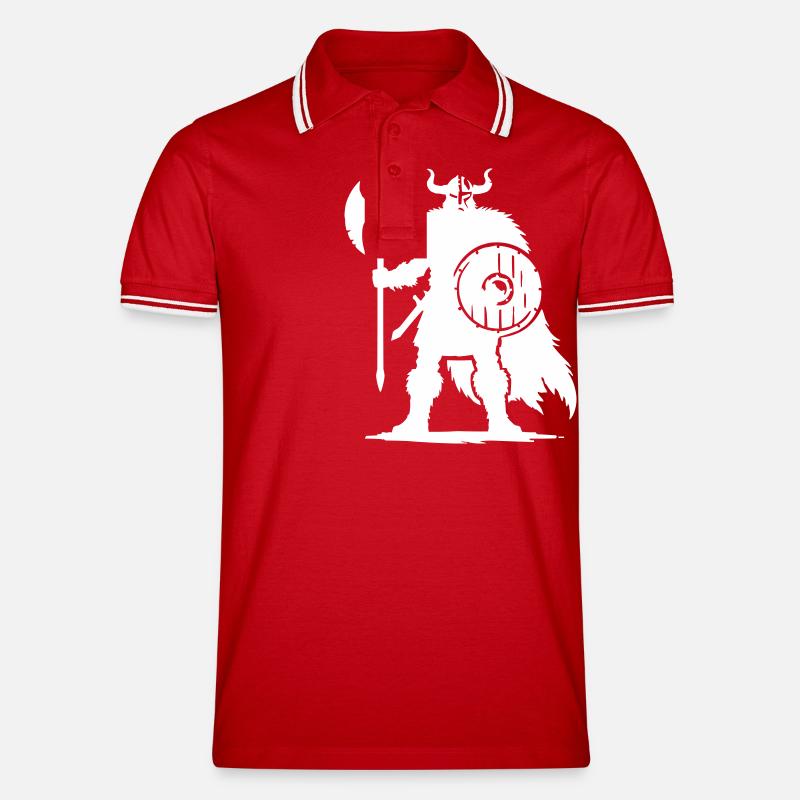 wikinger warrior - Männer Tipped Poloshirt - Rot/Weiß