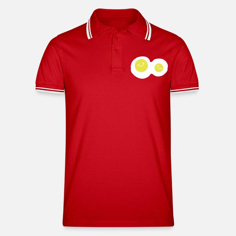spiegeleier smile - Männer Tipped Poloshirt - Rot/Weiß
