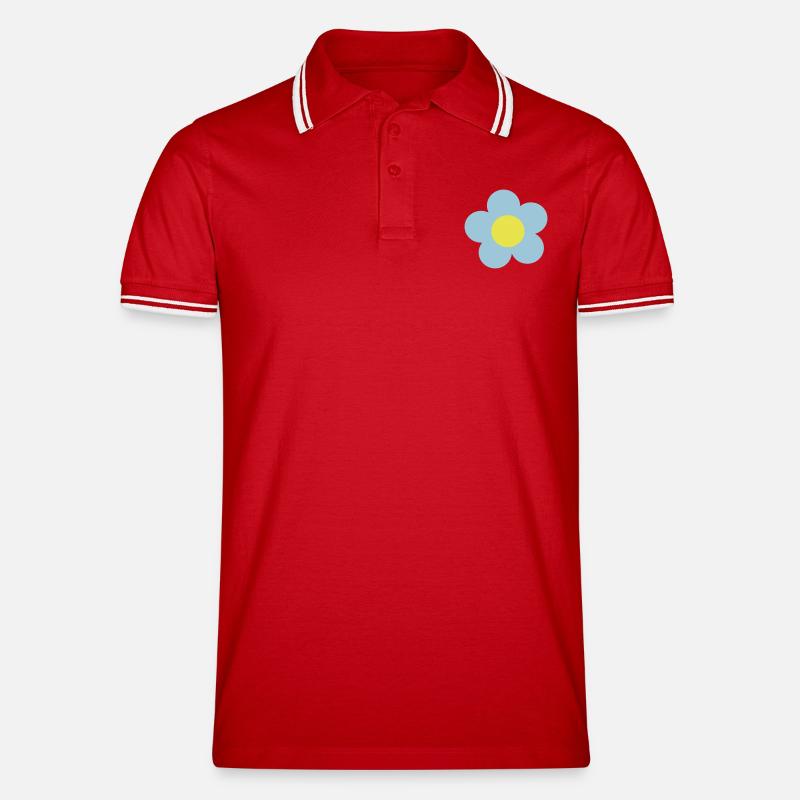 Blume - Männer Tipped Poloshirt - Rot/Weiß