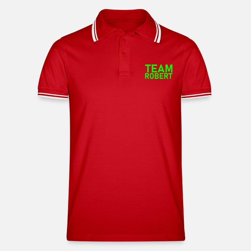 team robert leuchtgrün - Männer Tipped Poloshirt - Rot/Weiß