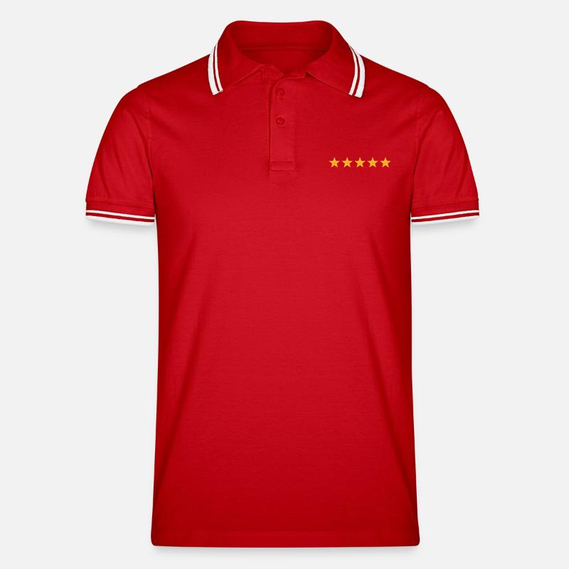 5 Sterne, 3d, 1fb - Männer Tipped Poloshirt - Rot/Weiß