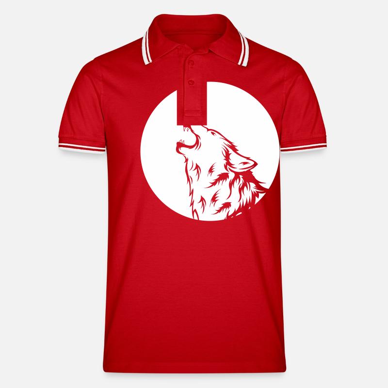 wolf - Männer Tipped Poloshirt - Rot/Weiß
