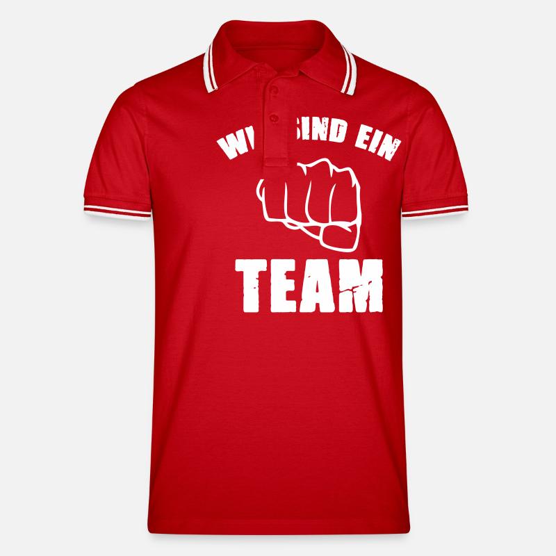 wir sind ein team - Männer Tipped Poloshirt - Rot/Weiß