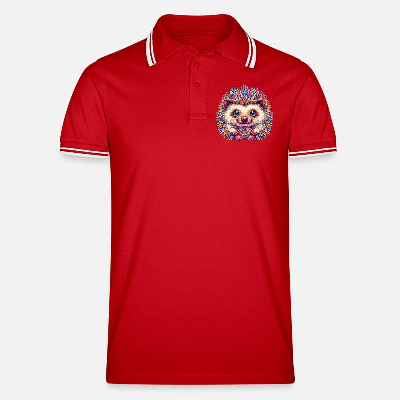 Igel - Männer Tipped Poloshirt - Rot/Weiß