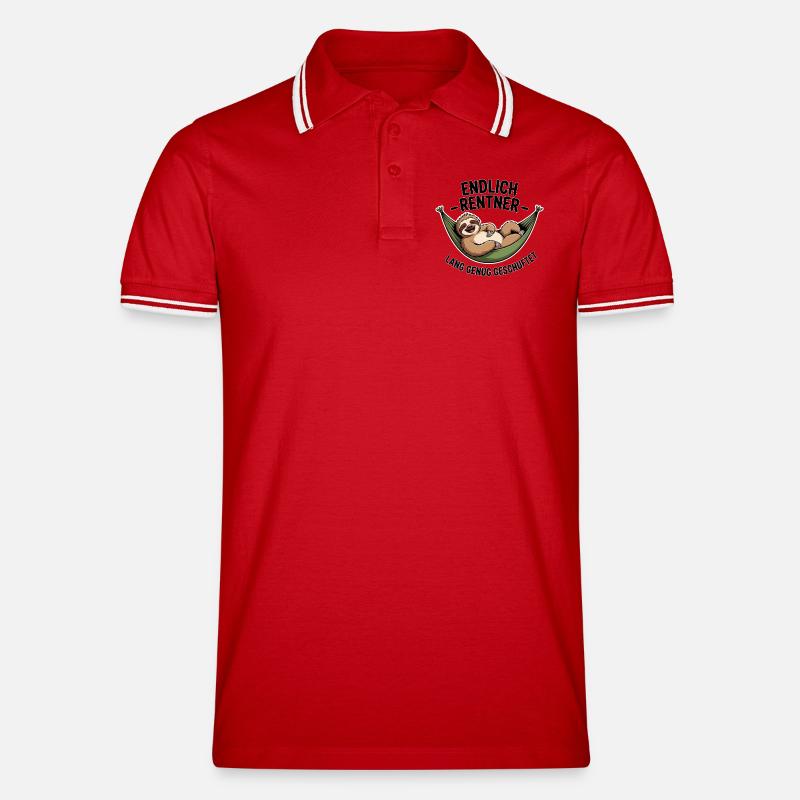 Endlich Rentner – Ruhestand, Spruch, Geschenkidee - Männer Tipped Poloshirt - Rot/Weiß