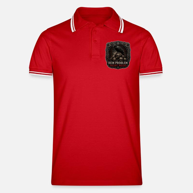 Dein Problem Nicht Meins Gothic Patch - Männer Tipped Poloshirt - Rot/Weiß