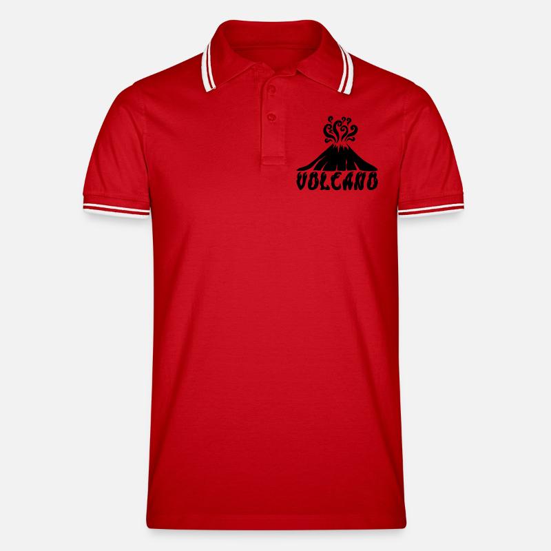 Schwarzer Vulkan - Männer Tipped Poloshirt - Rot/Weiß