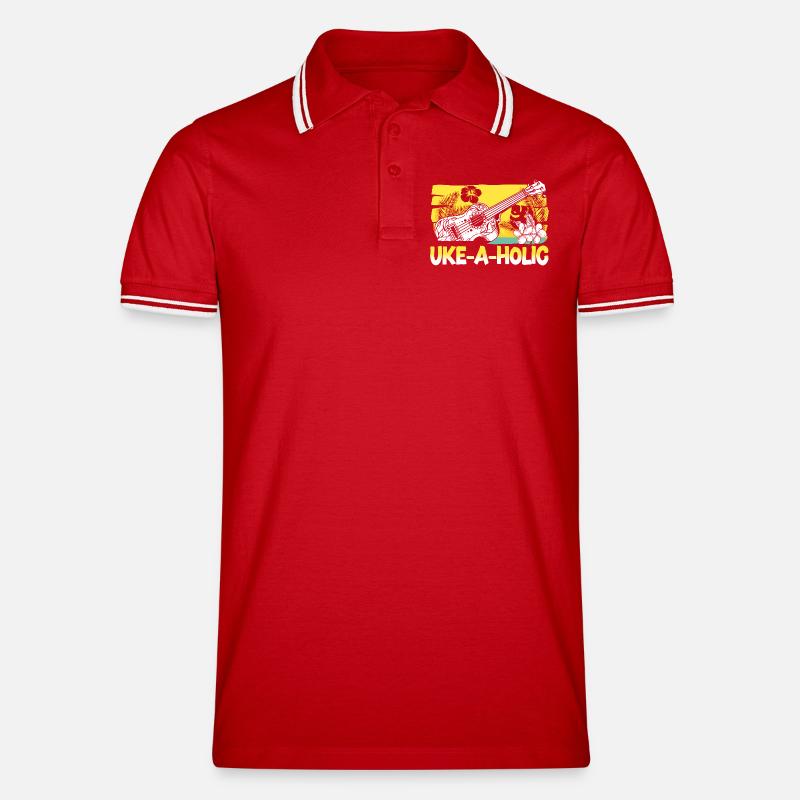 Hawaiian Ukulele Uke Uke-A-Holic - Männer Tipped Poloshirt - Rot/Weiß