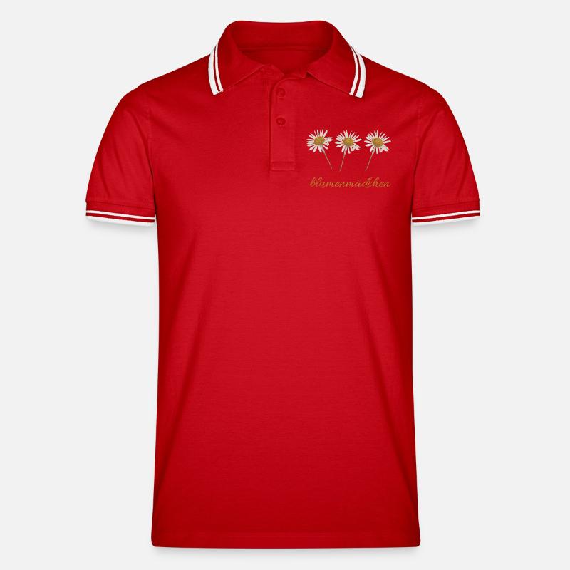 Blumenmädchen  - Männer Tipped Poloshirt - Rot/Weiß