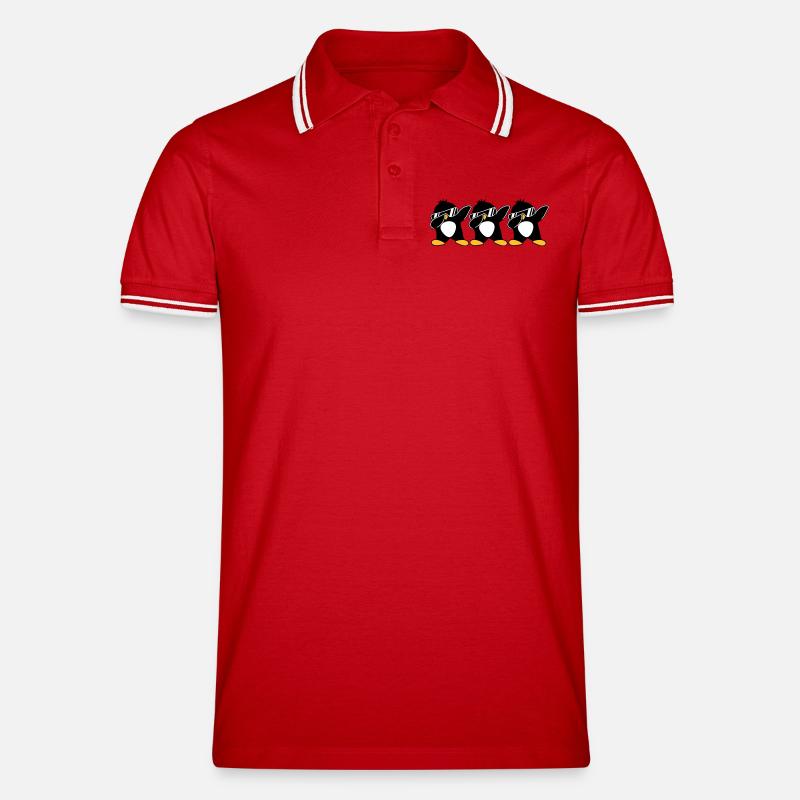 Dab Team Pinguin - Männer Tipped Poloshirt - Rot/Weiß