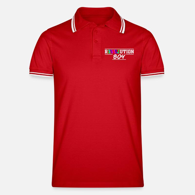 Revolution Boy Rainbow Pride Text Graphic - Männer Tipped Poloshirt - Rot/Weiß