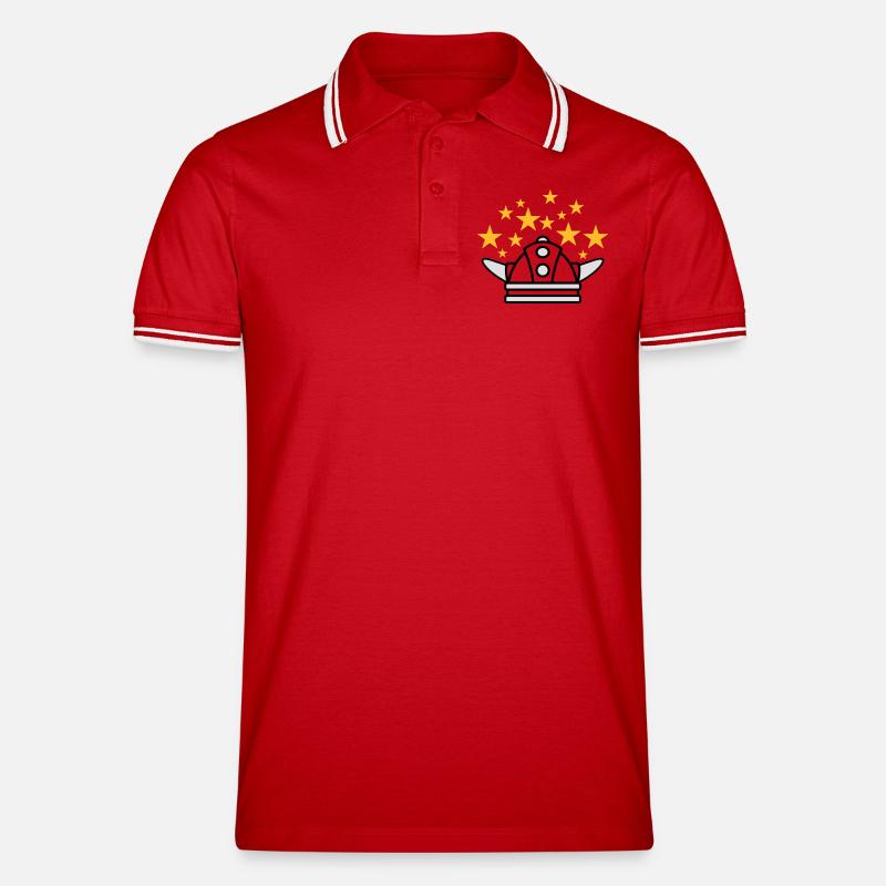 Wikinger Helm Idee - Männer Tipped Poloshirt - Rot/Weiß