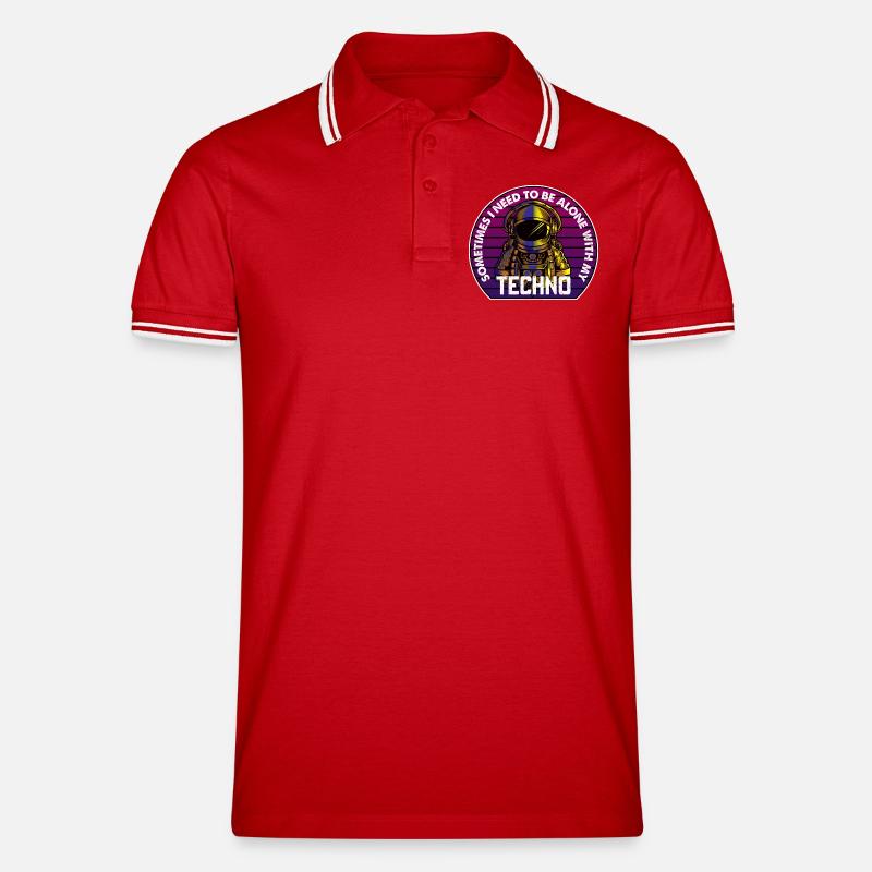 Techno Astronaut Circle Abzeichen - Männer Tipped Poloshirt - Rot/Weiß