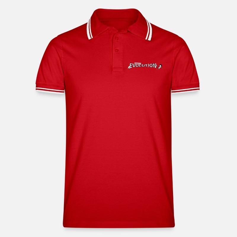 Fussball Evolution | Evolution Design - Männer Tipped Poloshirt - Rot/Weiß