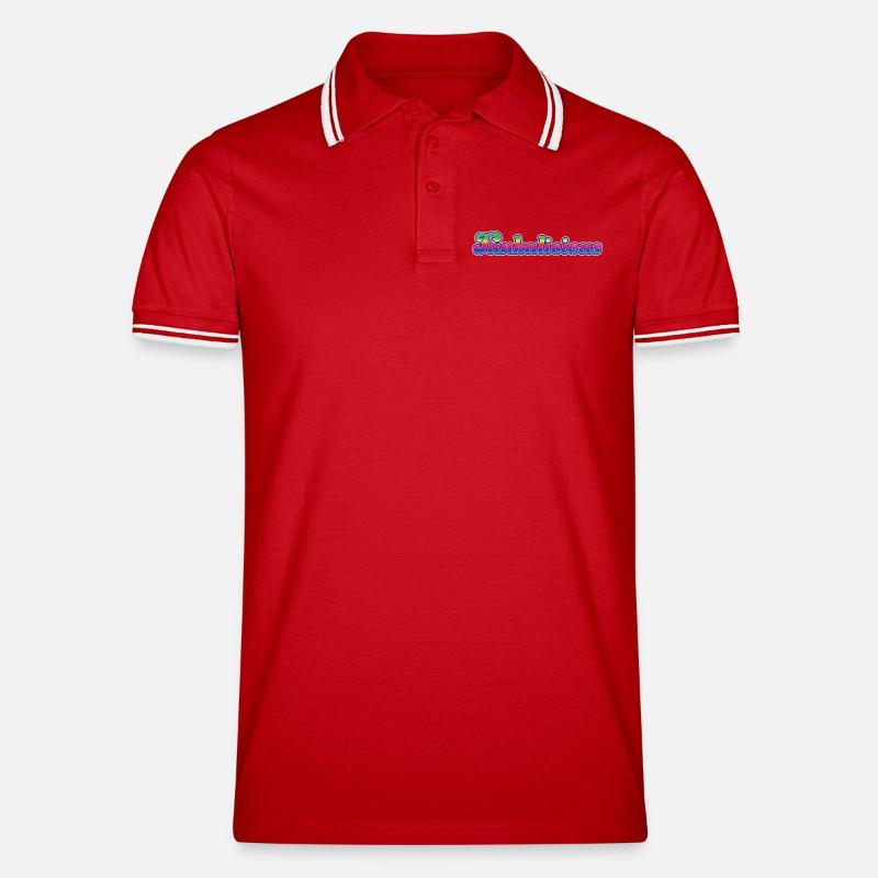 Funkalicious - Männer Tipped Poloshirt - Rot/Weiß