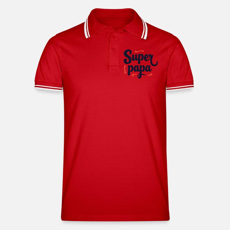 Super Dad Script Nähen - Männer Tipped Poloshirt - Rot/Weiß