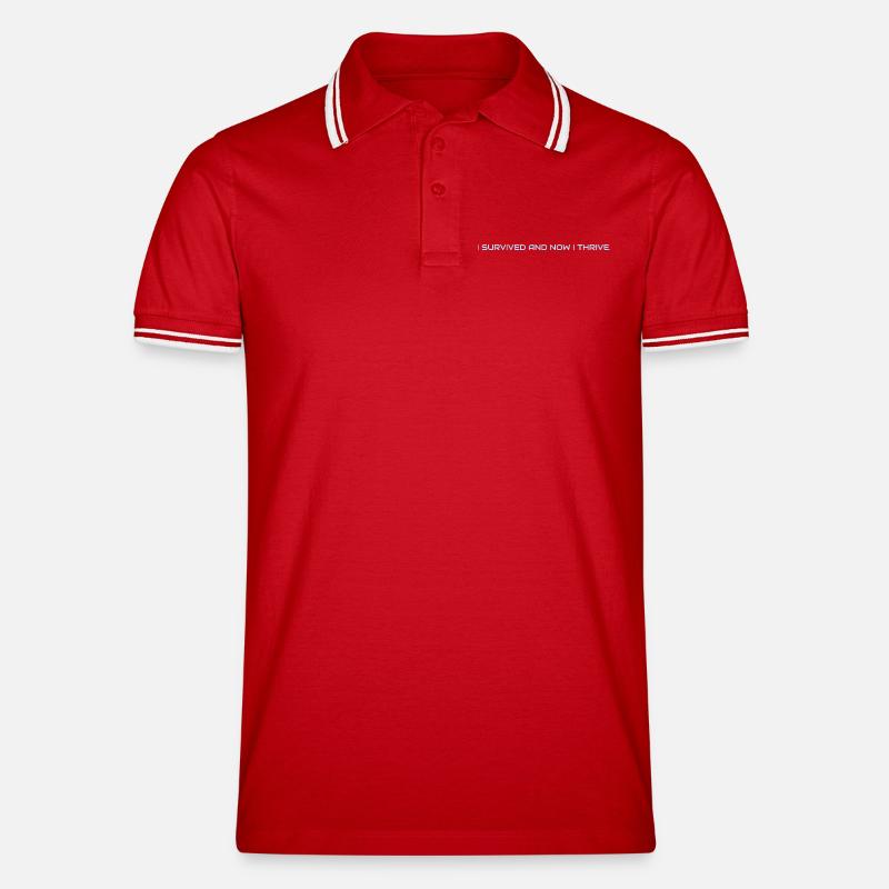 I_survived_and_now_I_thrive - Männer Tipped Poloshirt - Rot/Weiß