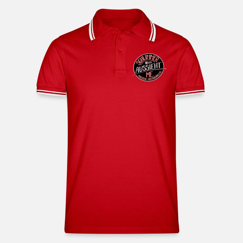 Schlimmer als es aussieht, ME  - Männer Tipped Poloshirt - Rot/Weiß