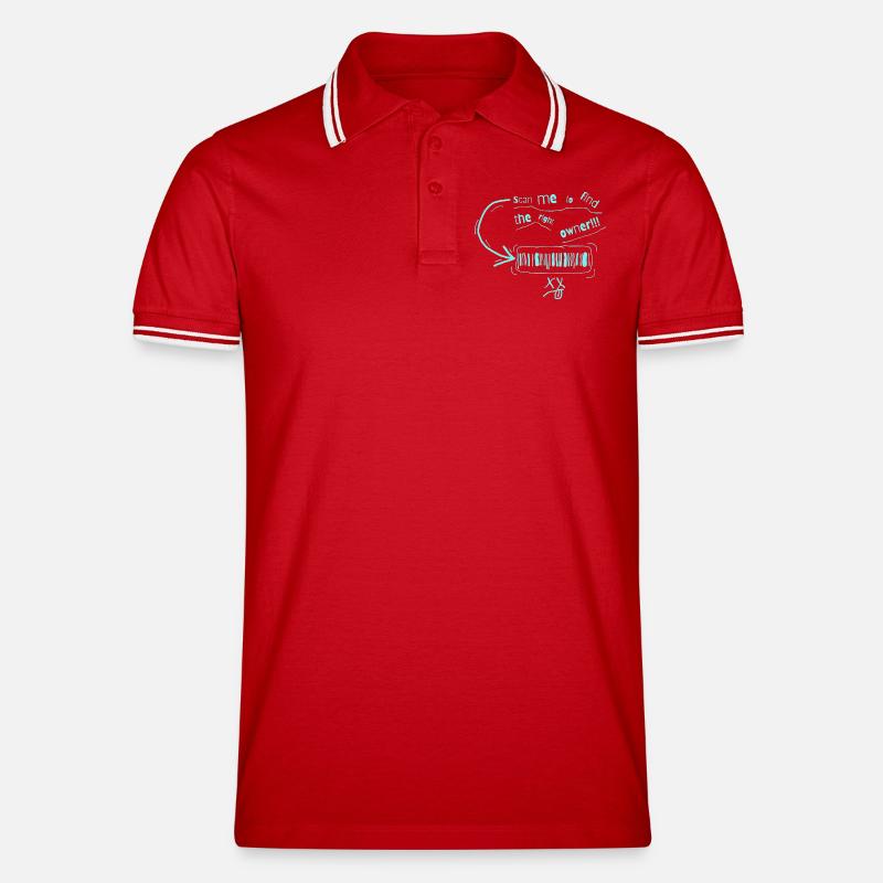 Finden Sie den Barcode des Eigentümers - Männer Tipped Poloshirt - Rot/Weiß