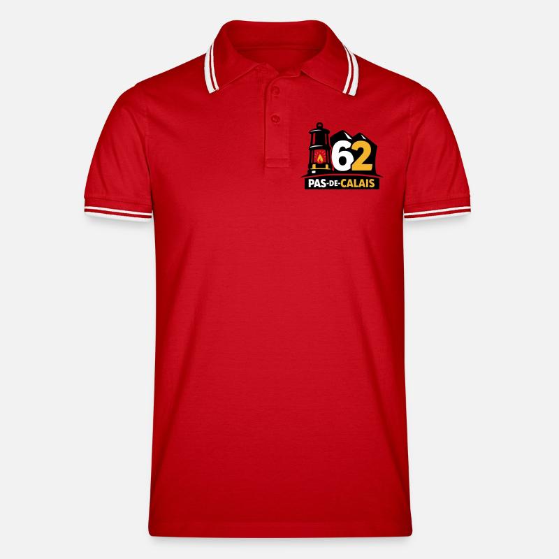 62 Pas de Calais Emblem - Männer Tipped Poloshirt - Rot/Weiß