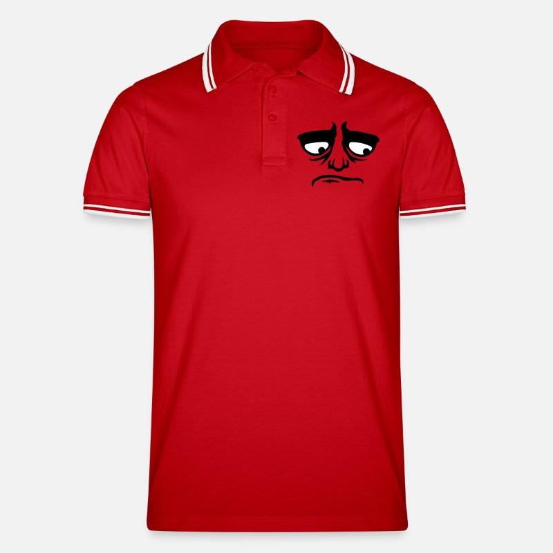 Grumpy sad disappointed face funny - Men's Tipped Polo Shirt - red/white