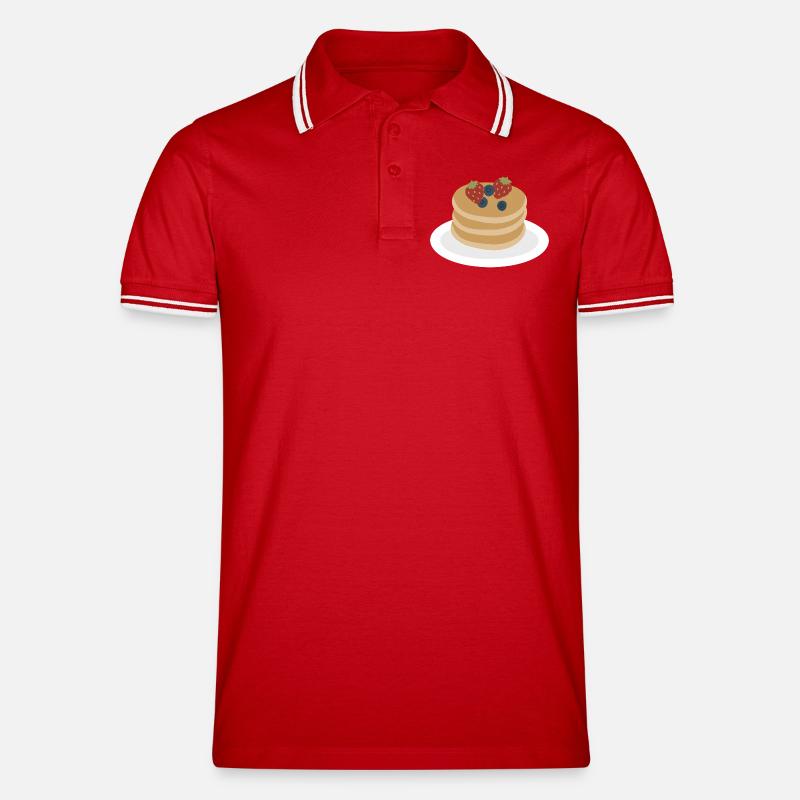 Berry Pancake Stack Artwork - Men's Tipped Polo Shirt - red/white