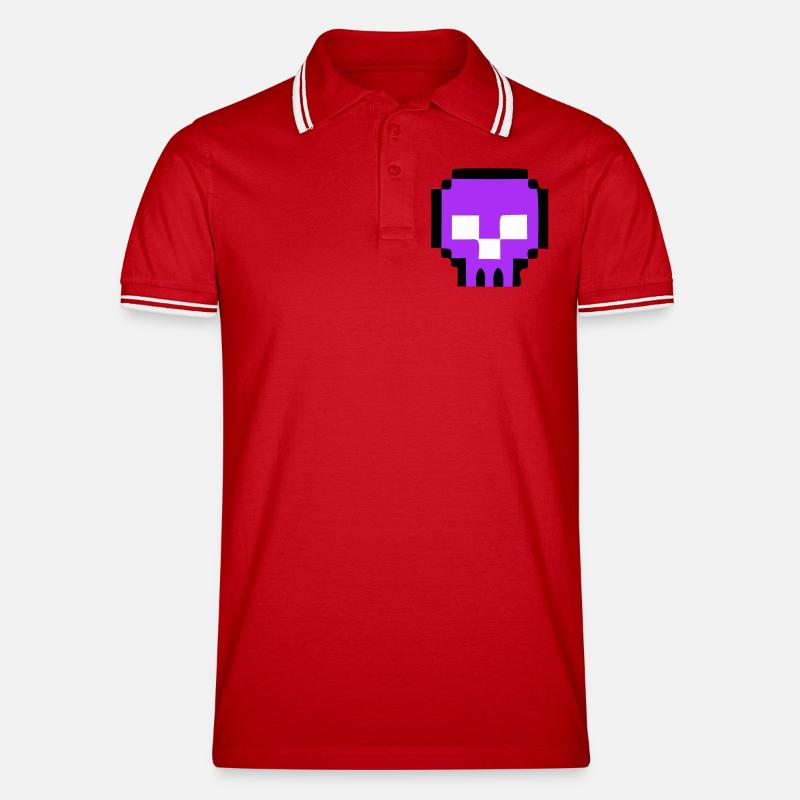 Fin du jeu de Pixel Skull - Polo tipped Homme - rouge/blanc