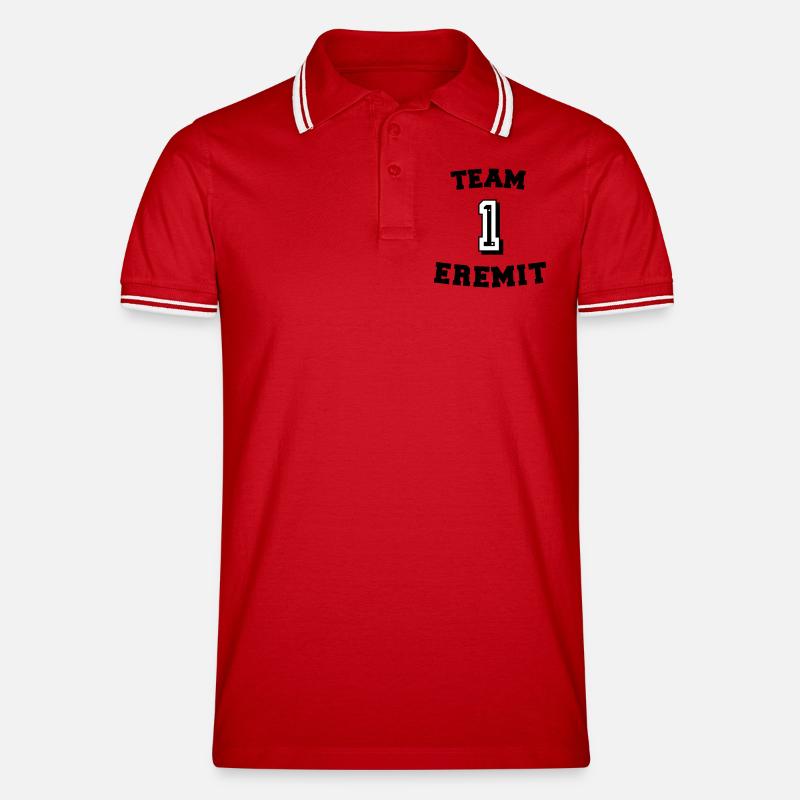 Team Eremit - Männer Tipped Poloshirt - Rot/Weiß
