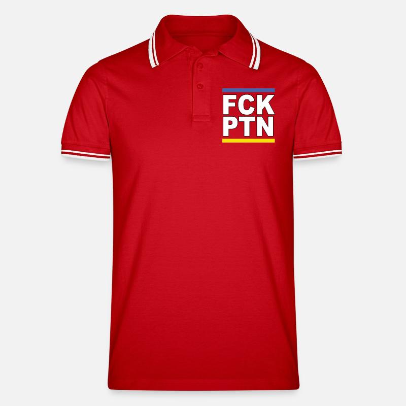 FCK PTN - Männer Tipped Poloshirt - Rot/Weiß