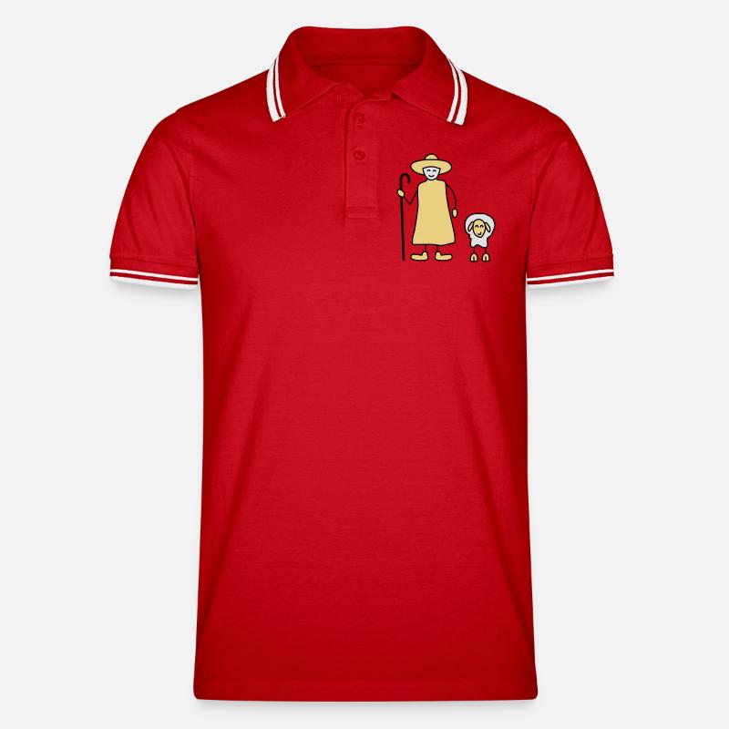 schaefer schafe tier beruf - Männer Tipped Poloshirt - Rot/Weiß