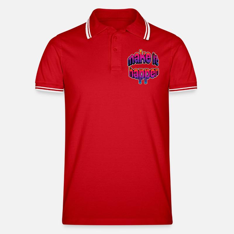 Make It Happen Gradient - Männer Tipped Poloshirt - Rot/Weiß