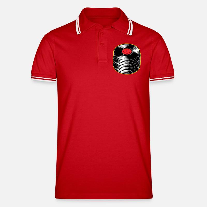 Stack d’albums vinyles - Polo tipped Homme - rouge/blanc
