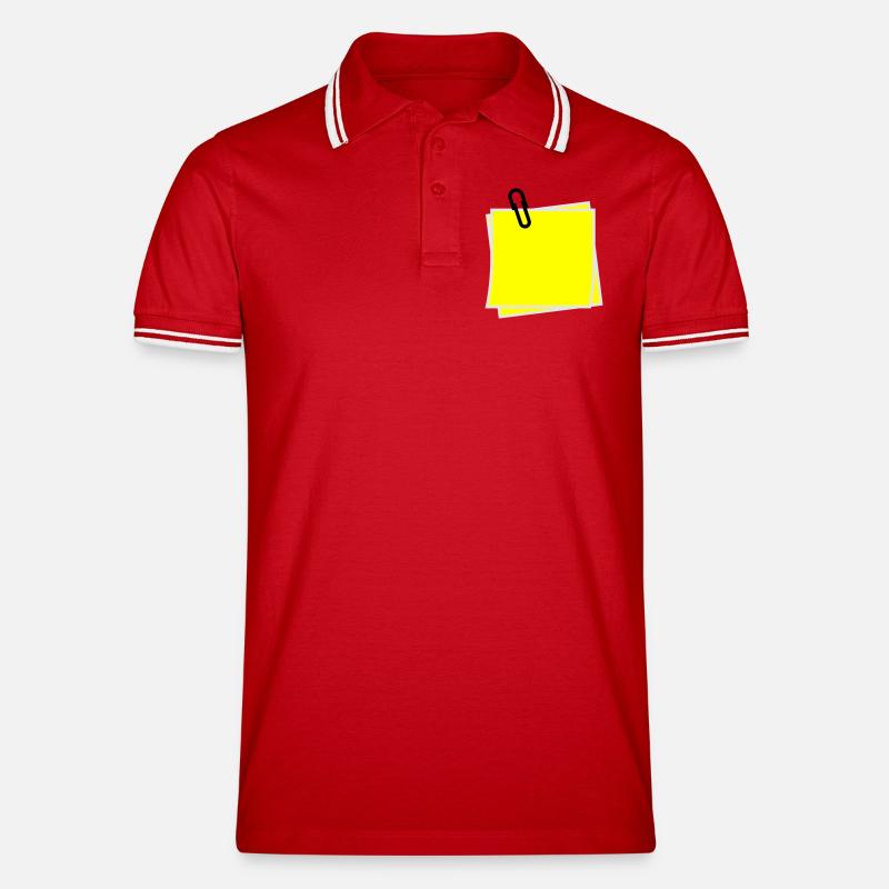 Postit | Zettel | gelber Zettel | Sticker | - Polo tipped Homme - rouge/blanc