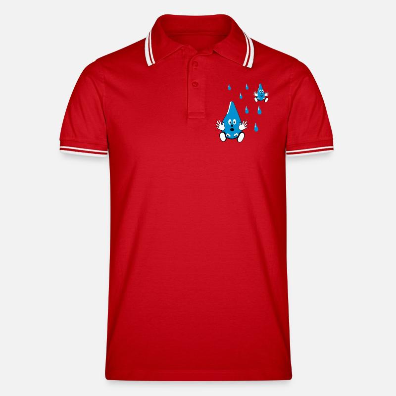 Kleine Wassertropfen Freunde - Männer Tipped Poloshirt - Rot/Weiß