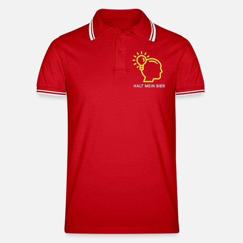 Innovatives Denk-Design mit Lichtsymbol - Männer Tipped Poloshirt - Rot/Weiß