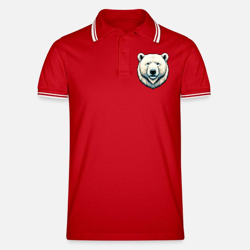 Weißer Eisbär - Männer Tipped Poloshirt - Rot/Weiß