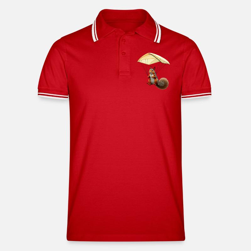 Fliegendes Eichhörnchen - Männer Tipped Poloshirt - Rot/Weiß