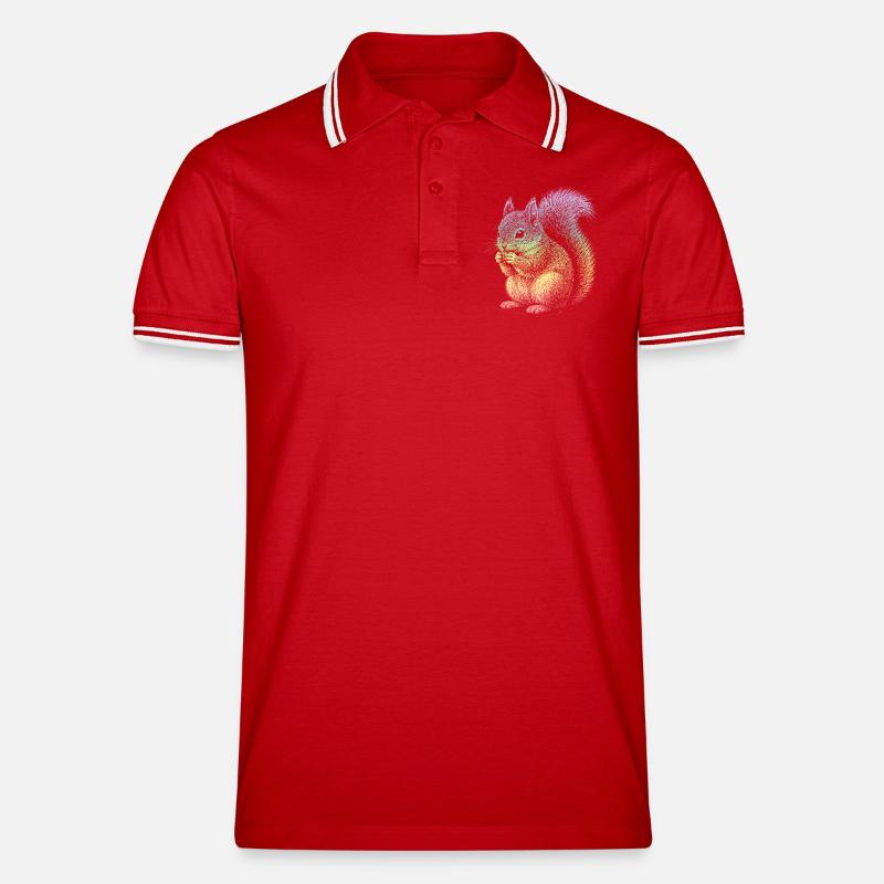 Eichhörnchen - Männer Tipped Poloshirt - Rot/Weiß