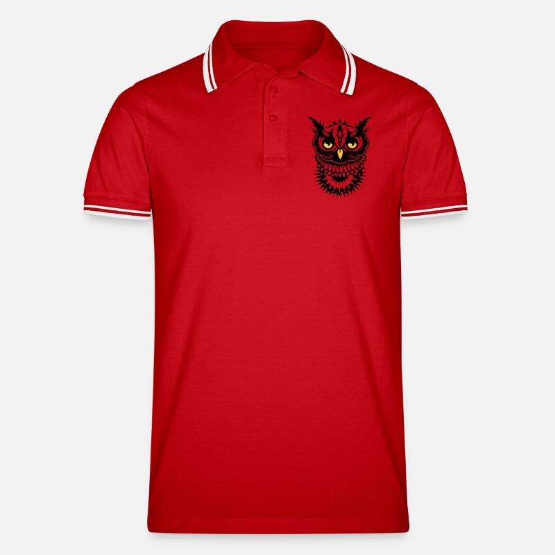 Gesicht einer Eule - Männer Tipped Poloshirt - Rot/Weiß