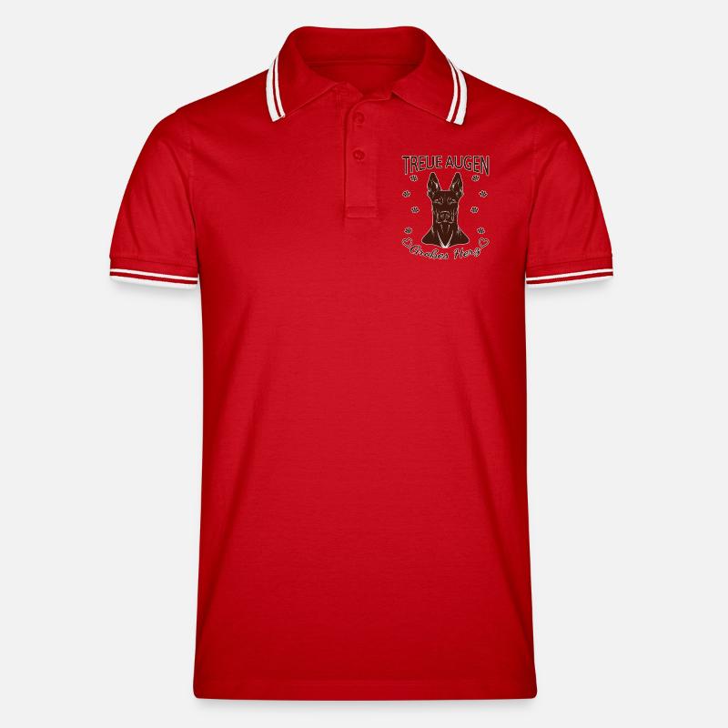 Dobermann Design – Herz & Treue Rust - Männer Tipped Poloshirt - Rot/Weiß