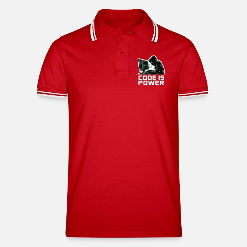 Cyber Hacker Code Infinity Design - Men's Tipped Polo Shirt - red/white